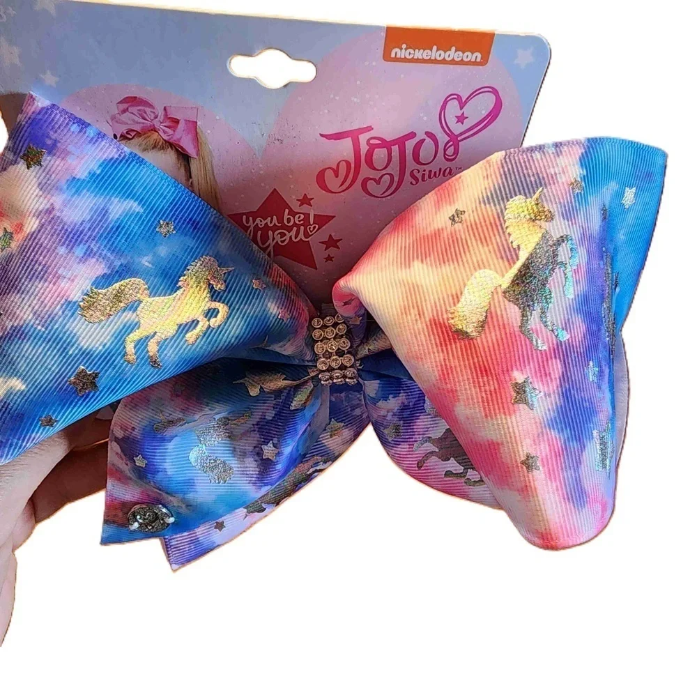NWT Jojo Siwa Multicolor Embellished Rhinestones Unicorn Stars Hair‎ Bow Clip